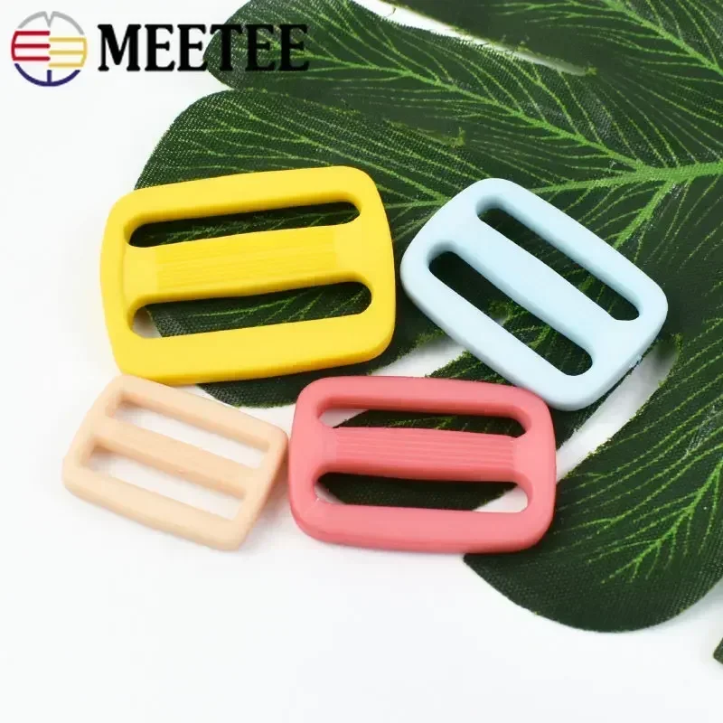 Meetee 20/50Pcs 16/20/25/31mm Plastic Tri-Glide Buckles Adjustable Ring Buckle Bag Straps Slider Clasp DIY Webbing Accessories