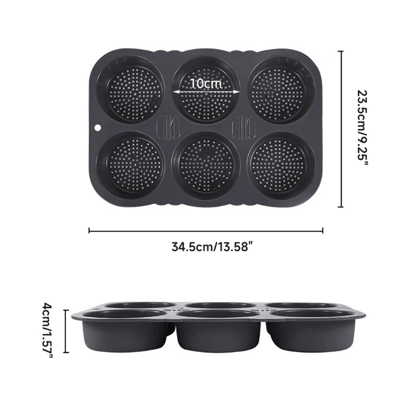 مقاومة للحرارة غير لاصقة سيليكون كعكة همبرغر قالب الخبز لفرن المقلاة الهواء غسالة صحون 6 تجويف الخبز الفرنسي المستديرة دروبشيب