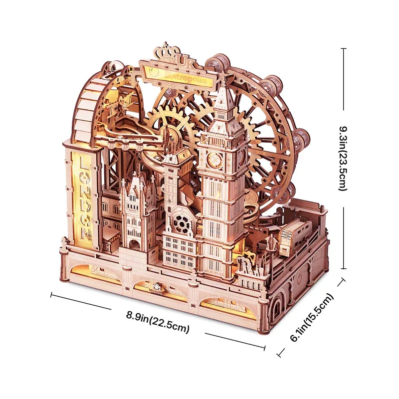 3D Wooden Marble Run Puzzle - London City Model Kit 6