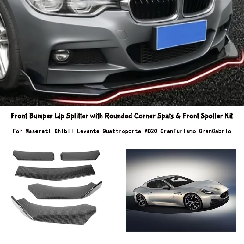 5-Segment Adjustable Front Bumper Lip Splitter Body Kit For Maserati Ghibli Levante Quattroporte MC20 GranTurismo GranCabrio