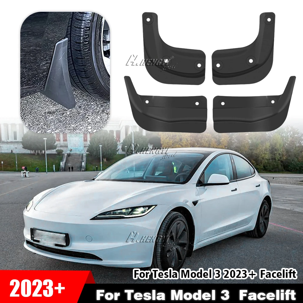 Original Type Mud Flaps Slash Guards For Tesla Model 3 2023+ Facelift Mudflaps Front Rear Wheel Fender MudGuard Accessories