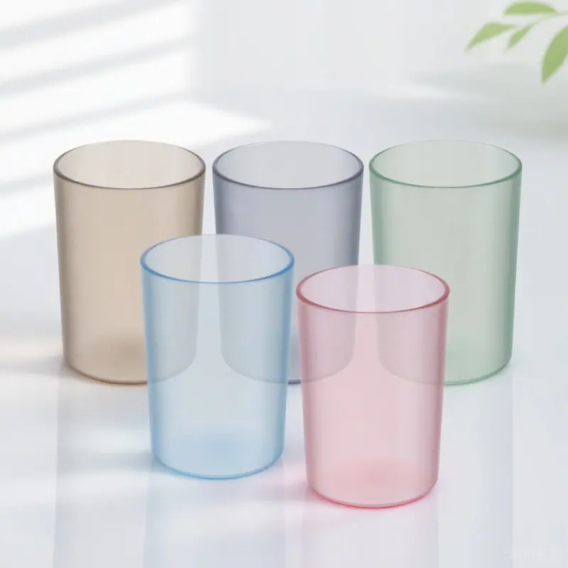 5Pcs Tooth Brushing Cup Safe Bpa-Free Plastic Mouthwash Cups Reusable Travel Tumbler Bathroom Storage Cup for Toothpaste