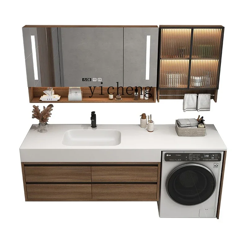 YS-9 Rock Slab Bathroom Cabinet Combination Hand Washing Basin Balcony Washing Machine Integrated Basin Cabinet