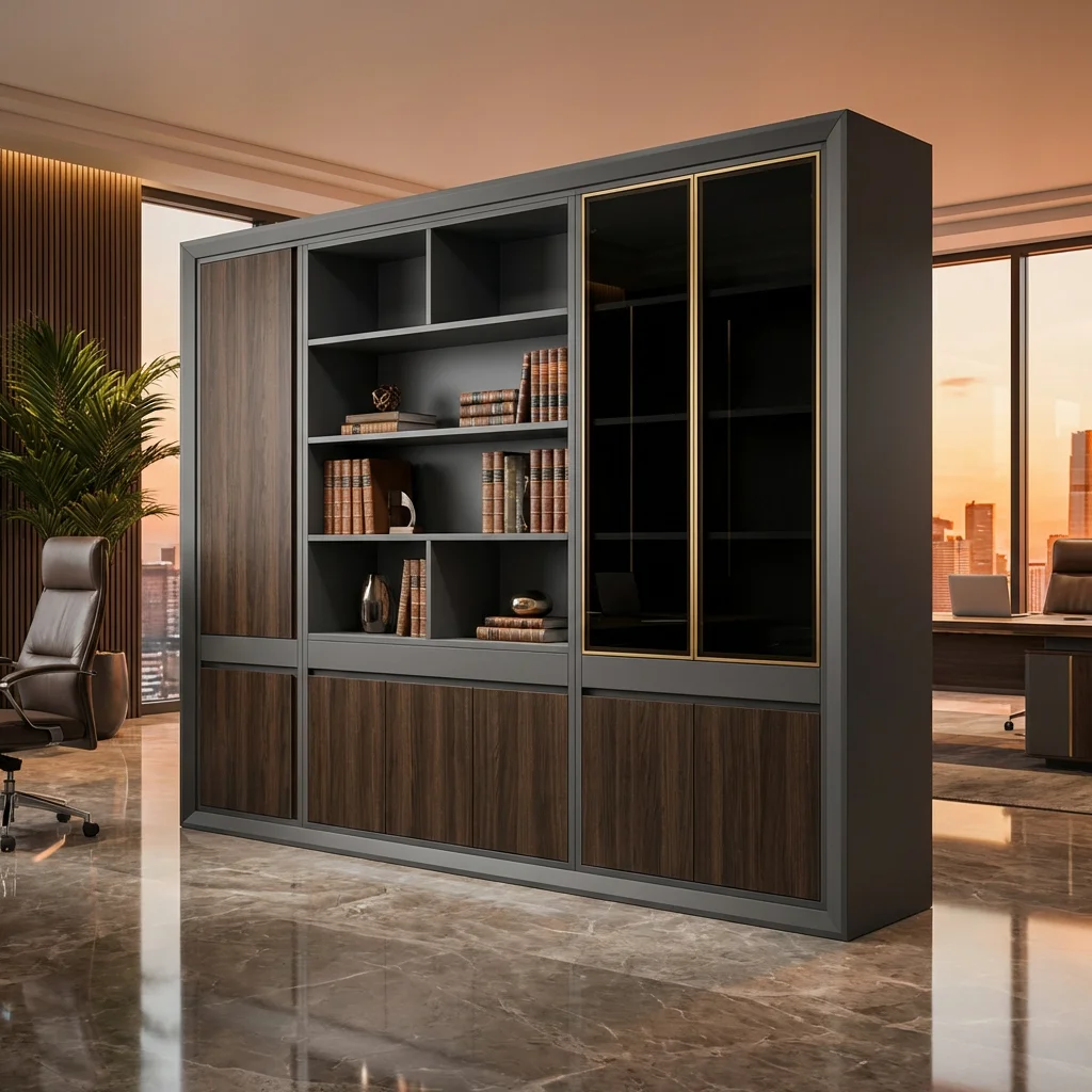 Office Filing Cabinets,Modern 3.4m Luxury Executive CEO Filing Storage Display Bookshelf Office Furniture Set Eco-Friendly Wood