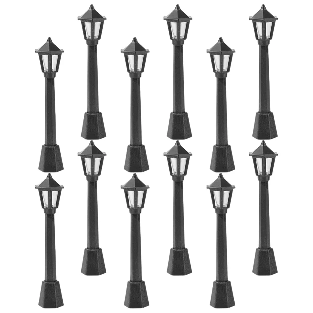 12pcs Mini Mini Simulation Light Model Light Models 8cm Plastic Solar Lights Scene Lamp Decor Miniature Landscape nament