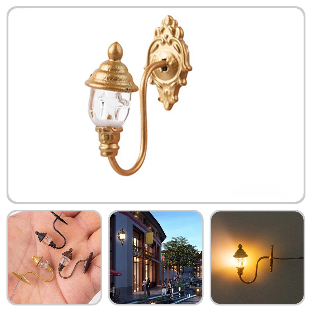 

4 Pcs Dollhouse Wall Light Vintage Decor DIY Sand Table Model Mini Lamps Abs Miniature LED Ornament Tiny