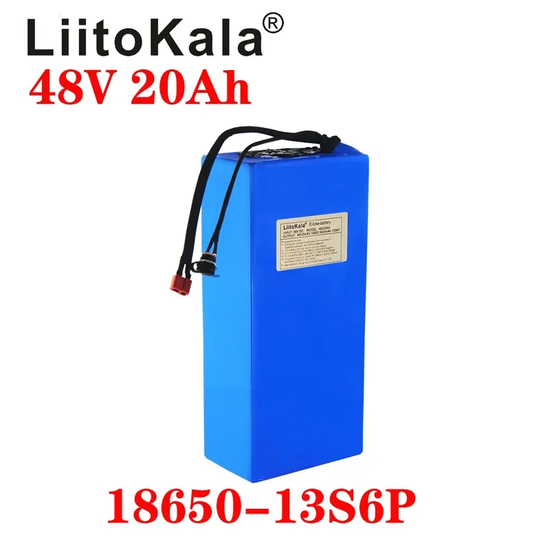 Liitokala-電動自転車用リチウム電池,高出力,48 V, 20Ah, 1000W,BMS付きe-bms,2a充電