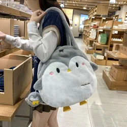 Bolso de piel sintética con diseño de pingüino para mujer, bolsa de hombro de felpa suave y cálida, de gran capacidad, para la escuela, novedad de 2024