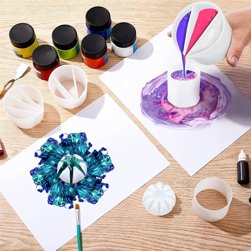

8Pc Paint Pour Cup Bundle Paint Pouring Cup Multi Channel Split Cup For Paint Pouring For DIY Making Resin Acrylic Paint