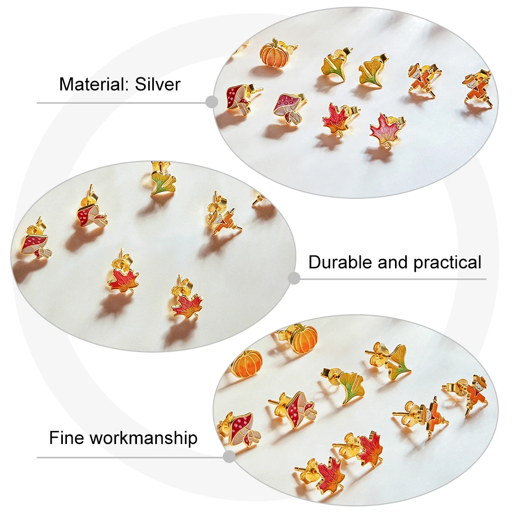 

Pumpkin Earrings Lovely Pendants Sterling Silver Jewelry Autumn Stubs S925 Decoration Man