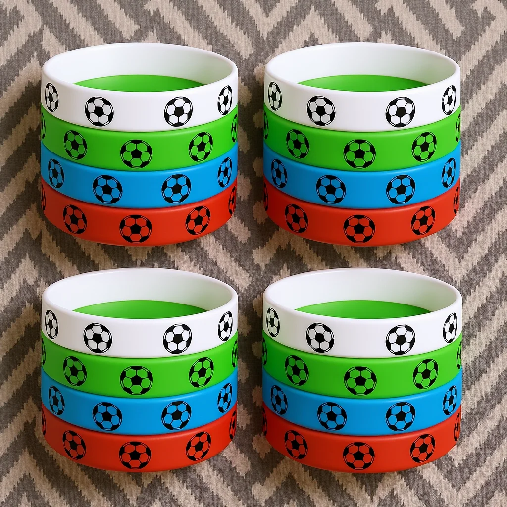 

16Pcs Football Soccer Wristbands Silicone Game Bracelets Sports Fans Accessory Wear-Resistant Bracelet Football Wristbands