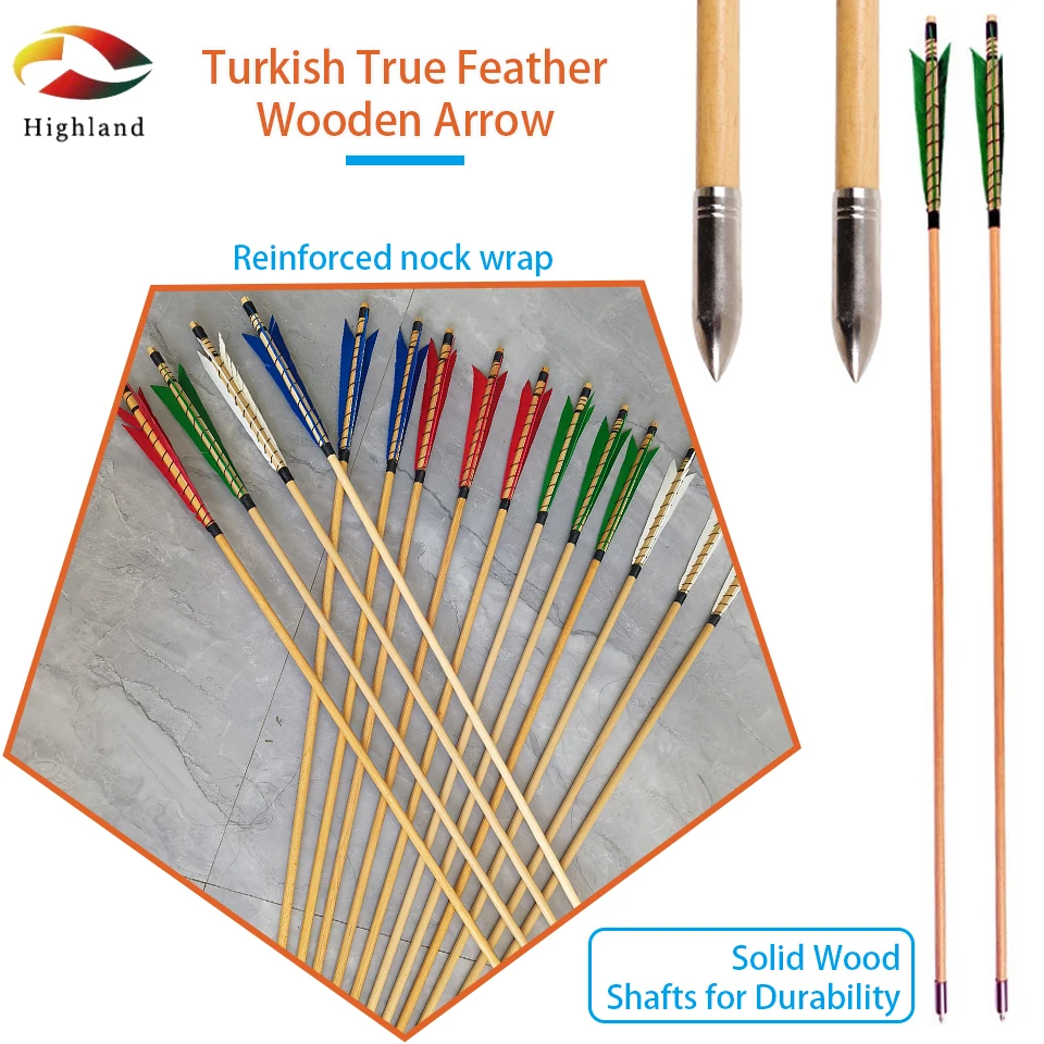 6pcs 32inch OD8mm Real Wooden Feather Arrow 5