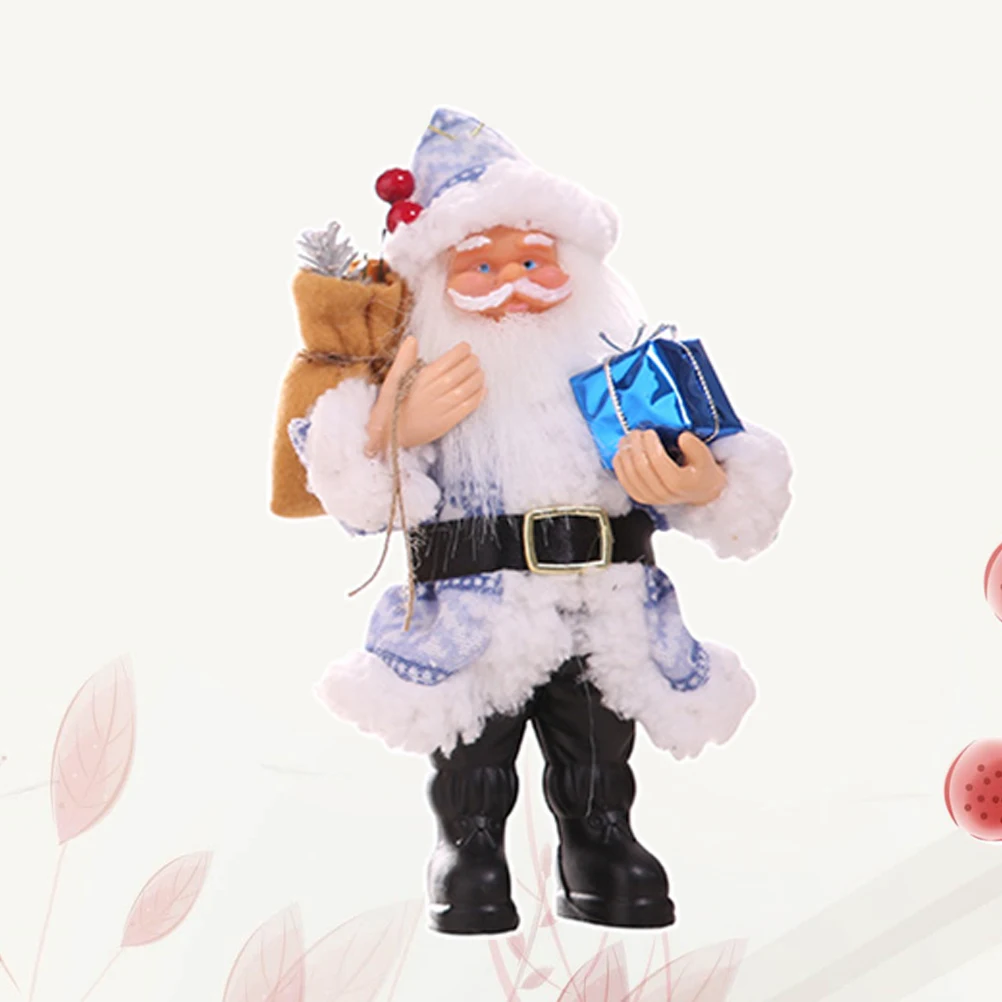 

20x12cm Resin Santa Claus Christmas Ornament Blue Rustic Finish Festive Decoration for Home Tabletop Holiday Decor