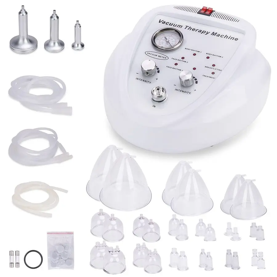 

Therapy Cupping Machine with 30 Cups and 3 Metal Gua Sha Handles for Salon SPA, Body, Back, Face Massage Care