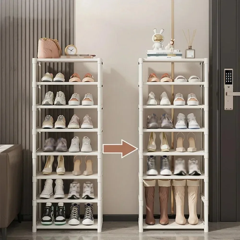 Stackable Simple Shoe Cabinet Multiple Layers Shoe Organizer Wall Corner Vertical Space-Saving Dustproof Sneakers Storage Rack