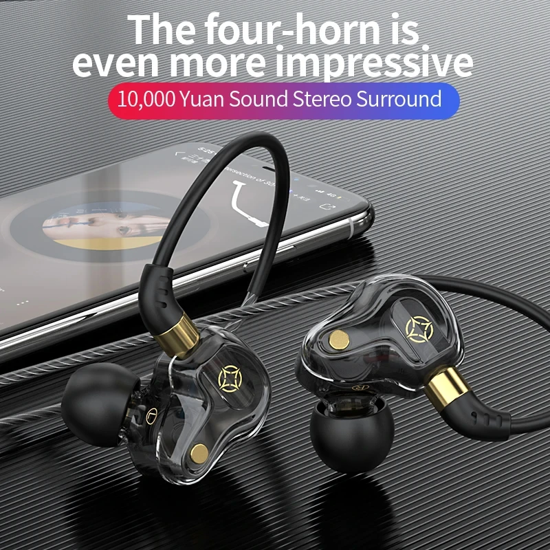 USB Type C in-Ear Headset Wired Earphones For iPhone 15 Pro Max Samsung Android HiFi Bass Stereo Games With Mic 3.5MM Headphones