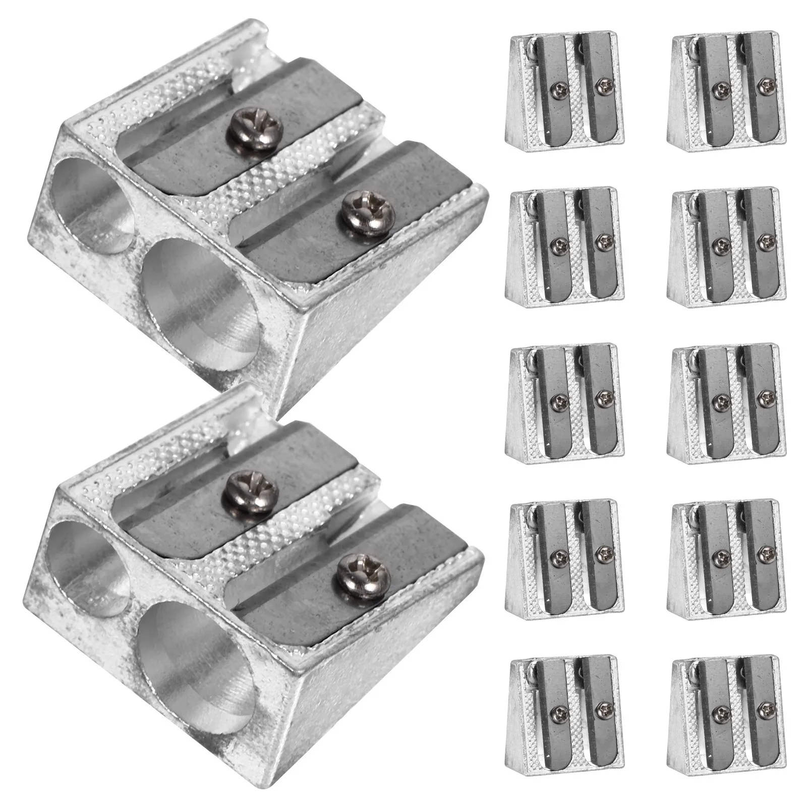 

12 Pcs Pencil Sharpener Aluminum Alloy Sharpenerr Sharper Silver Pencils Sharpner Student