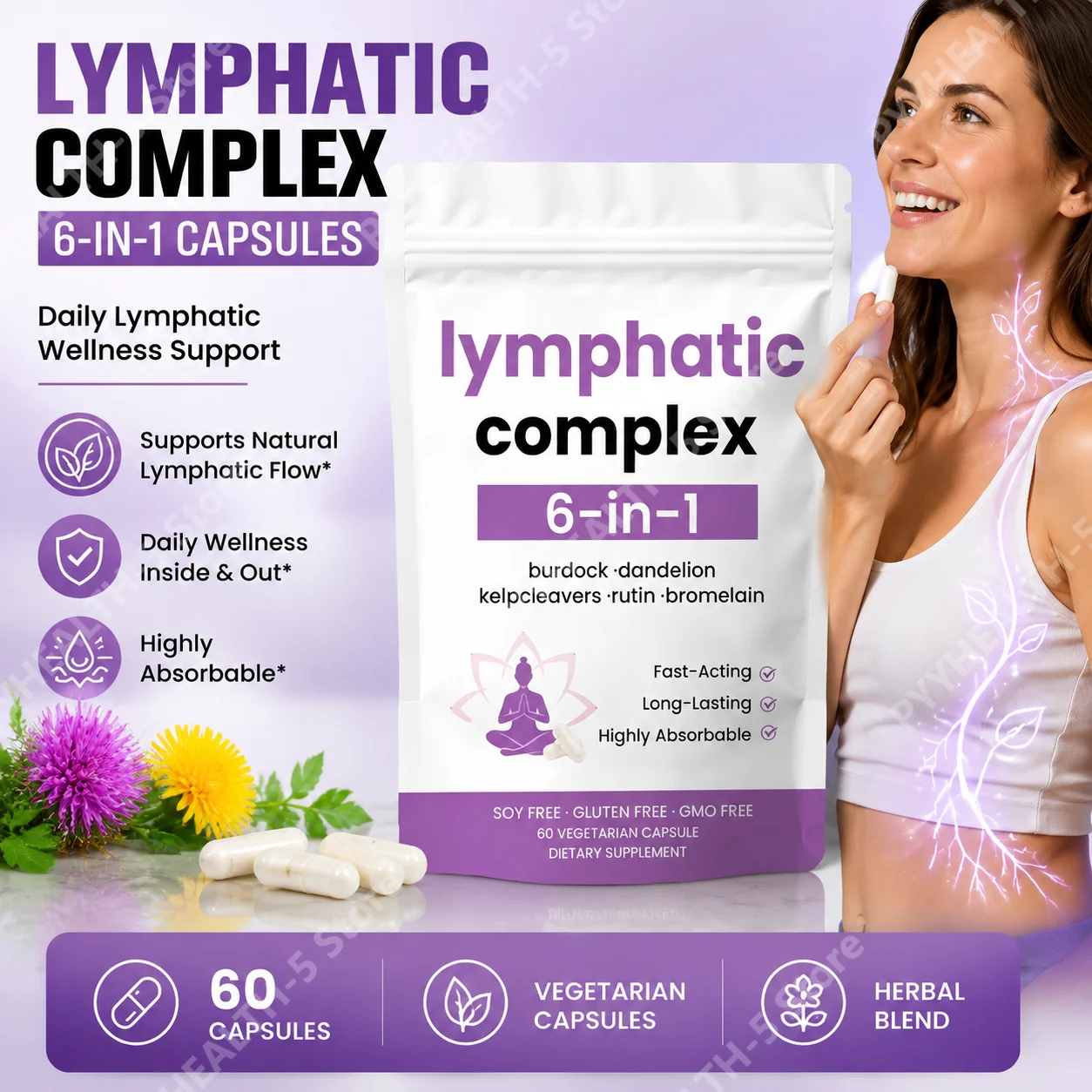 6-in-1 Lymphkomplex-Kapseln mi – Herbal Supplement Bewertung und Preis