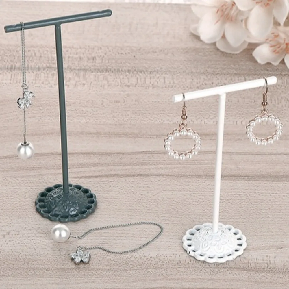 3Pcs/Set T-Shaped Earrings Display Stand Metal Plated Jewelry Display Holder Ornament Hanging Necklace Organizer Rack Earring