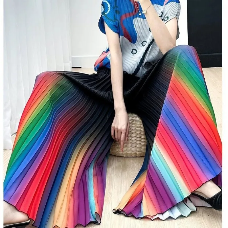 Women Skirt Pants Pleated Long Pants Women Clothing Trend High Waisted Baggy Pants Chic Casual Loose Trousers Design Hot Selling