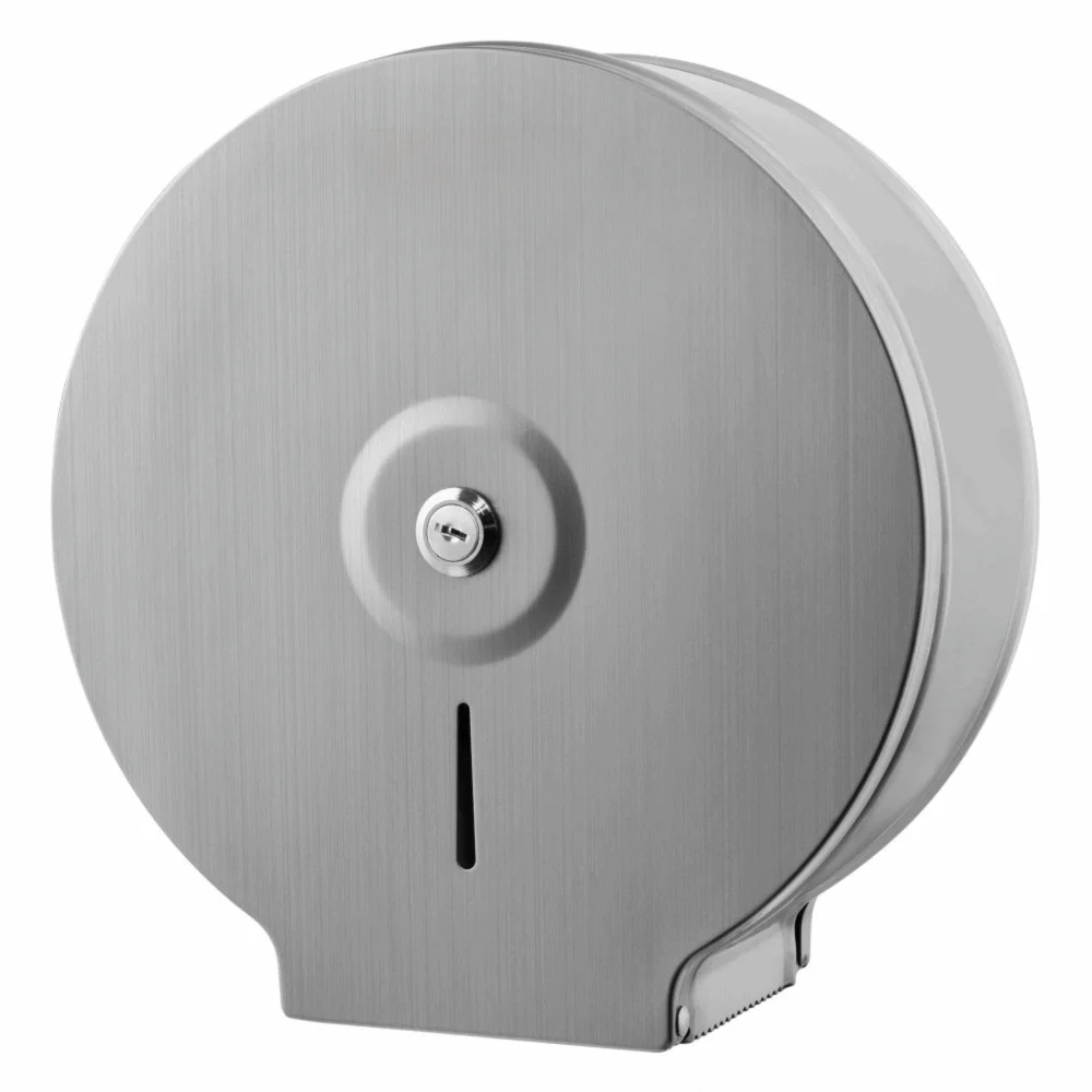 Stainless Steel Toilet Paper Dispenser 9 Inch Roll Lockable With Key Bath Tissue Dispenser Brushed Finish Industrial Grade
