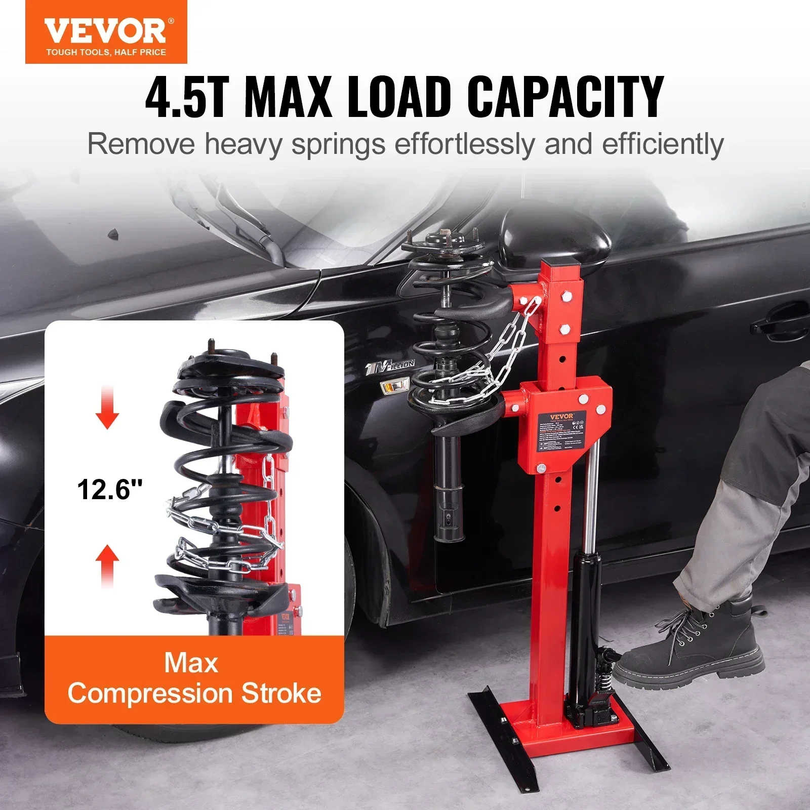 VEVOR Coil Spring Compressor Shock Absorber Spring Remover Tool 4.5 Ton Hydraulic Jack 1 Ton Rated Compression Force Auto Strut