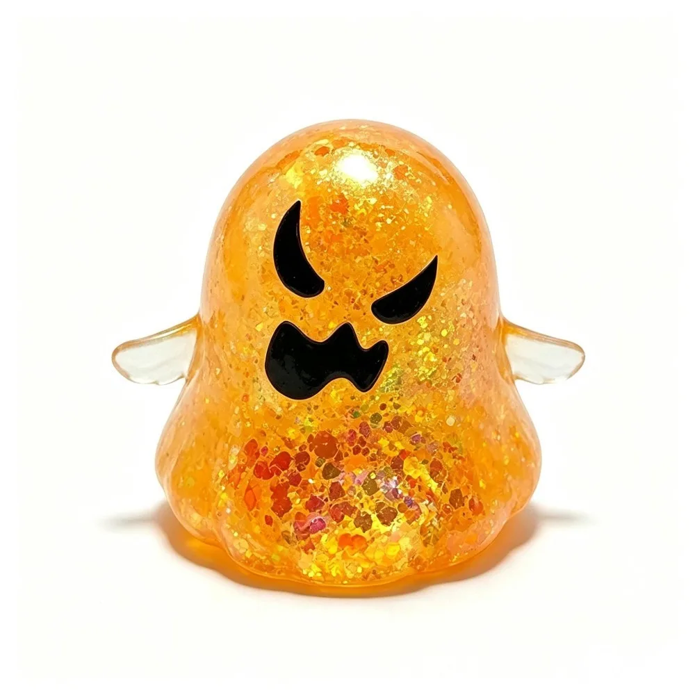Slow Rebound Halloween Ghost Squishy Squeeze Toy Soft Glitter Ghost Sensory Toy with Sequins Anti Anxiety Fidget Squishy Toys
