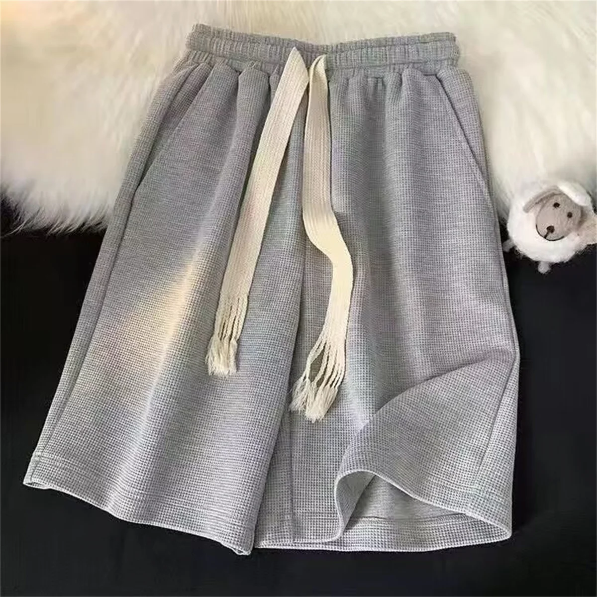 

Solid Breathable Shorts Summer Women Fashion Trendy Brand Lightweight Drawstring Basketball Sports Fitness Large Middle Pants