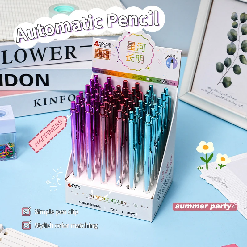 

Gradient pressing pencil macaron color automatic pencil 0.7mm student heavy touch pressing writing activity pencil