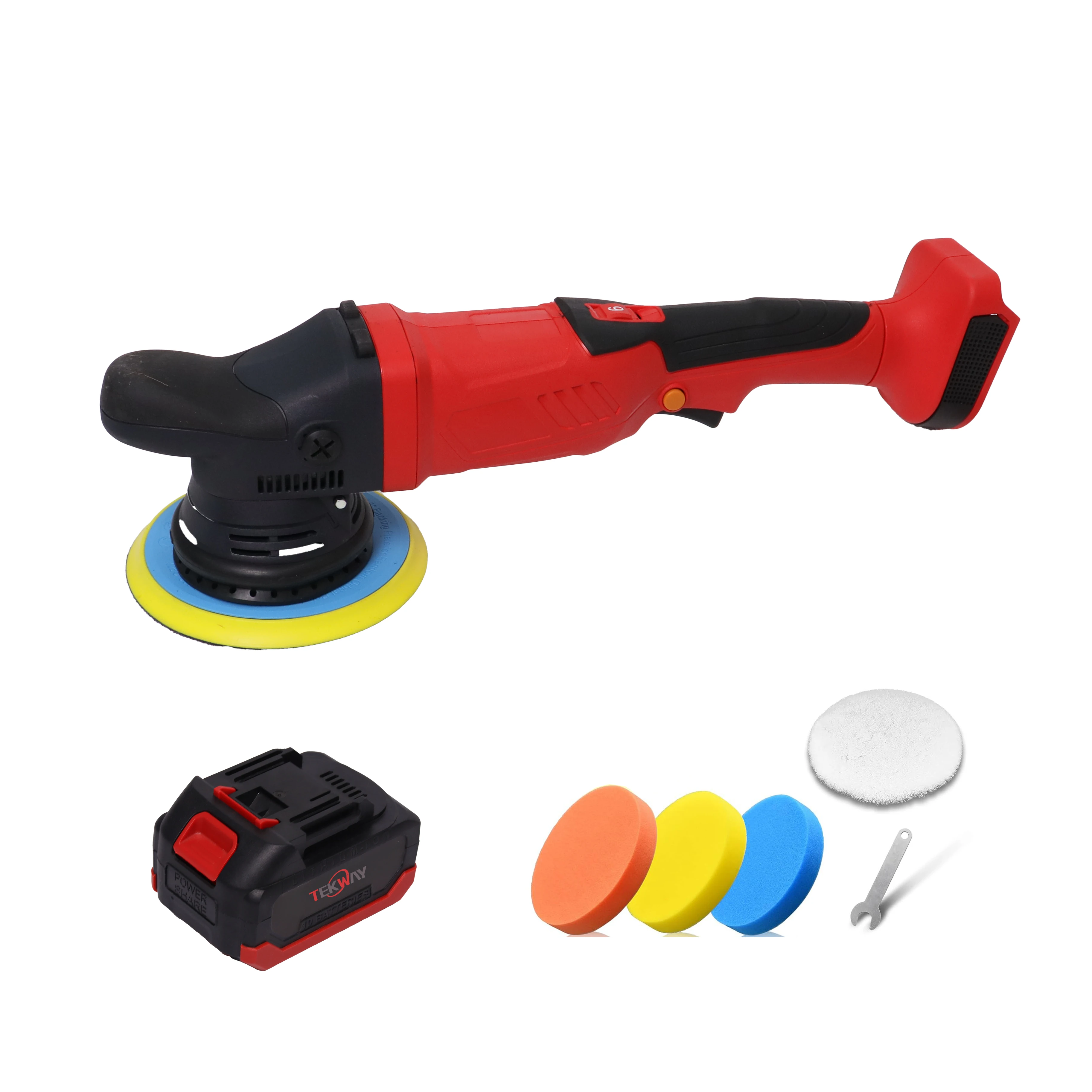 

Cordless Brushless Dual Action Polisher 20.5V 150mm 2300-3800OPM 2Ah Battery for Auto Detailing