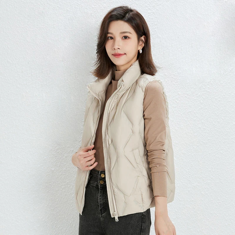 Women\'s Loose Vest 90% White Duck Down Sleeveless Coat Matte Seamless Fabric Spring Autumn Waistcoat