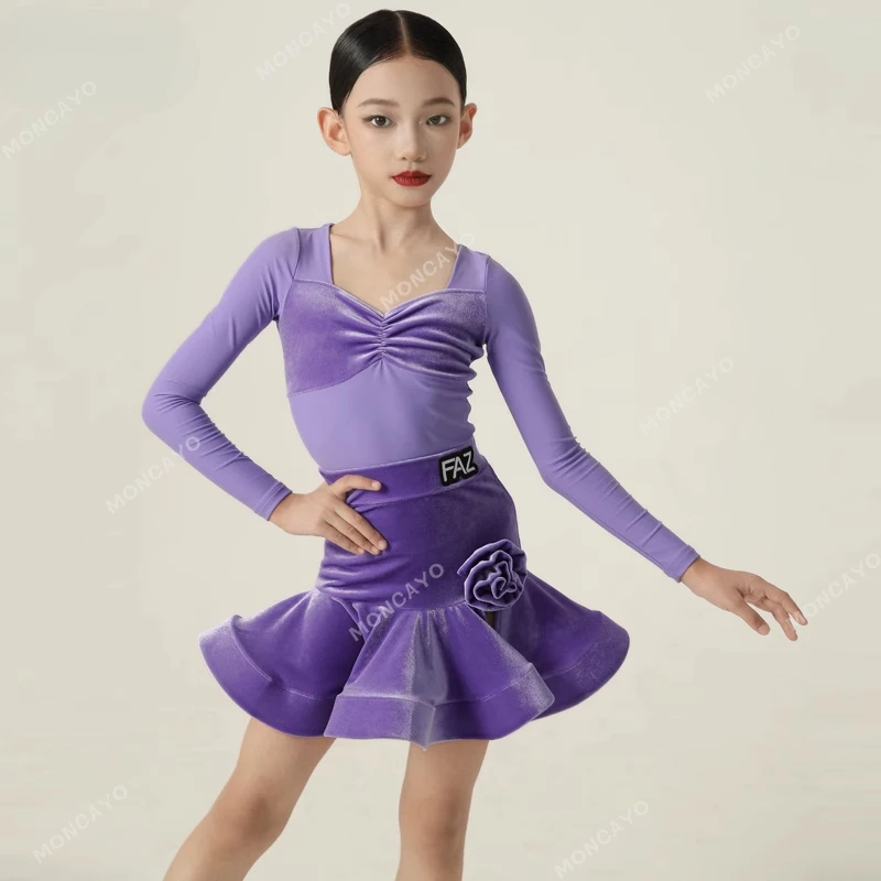 

Latin Dance Dress Girls Cha Cha Rumba Samba Tango Dance Clothes Kids Competition Ballroom Dance Dresses Latin Practice Dress