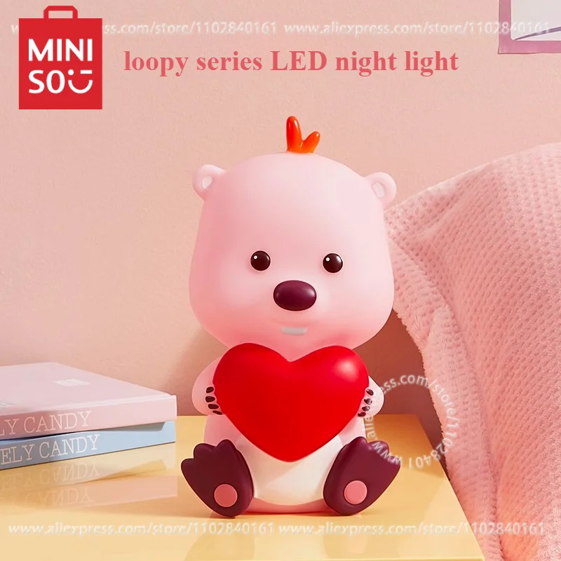 

MINISO LED Night Light Loopy Series Kawaii Doll To Relieve Stress Cute Decoration Bedroom Ornaments Birthday Gift for Children