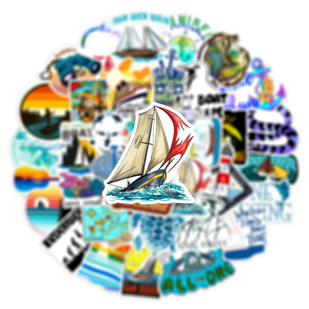 

50Pcs Outdoor Drifting Sailboat Graffiti Stickers Water Bottle Phone Bicycle Luggage Case Skateboard Children Adult Sticker