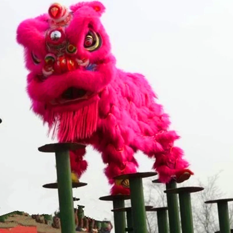 Christmas Advertising Cosplay Lion Dance Mascot Costumes Chinese Folk Parade Red Wool Southern Lion Halloween Carnival Fancy P