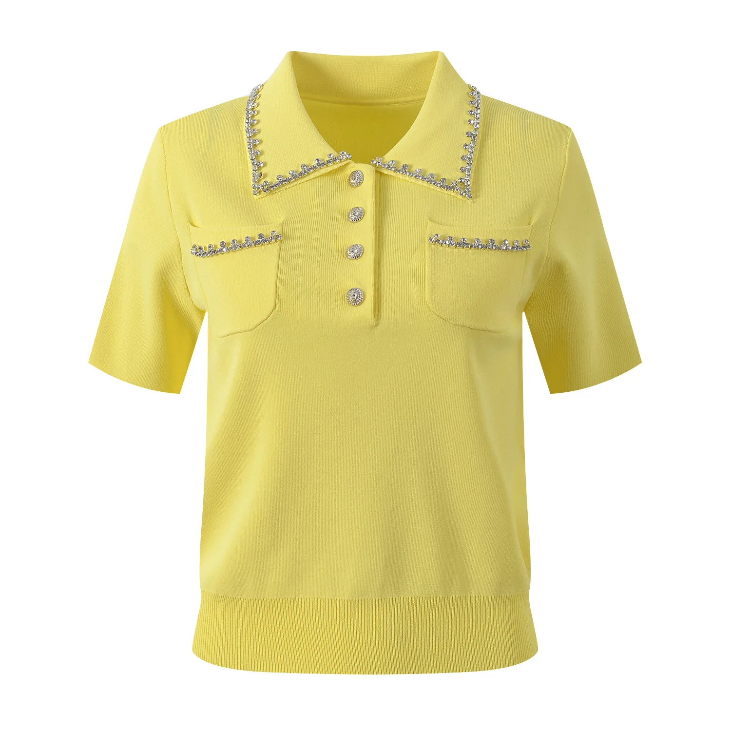 

High-End Version Parisian Luxury Heavy-Embroidered Ne Knitted ort Sve Top for Women ort Length Faionable