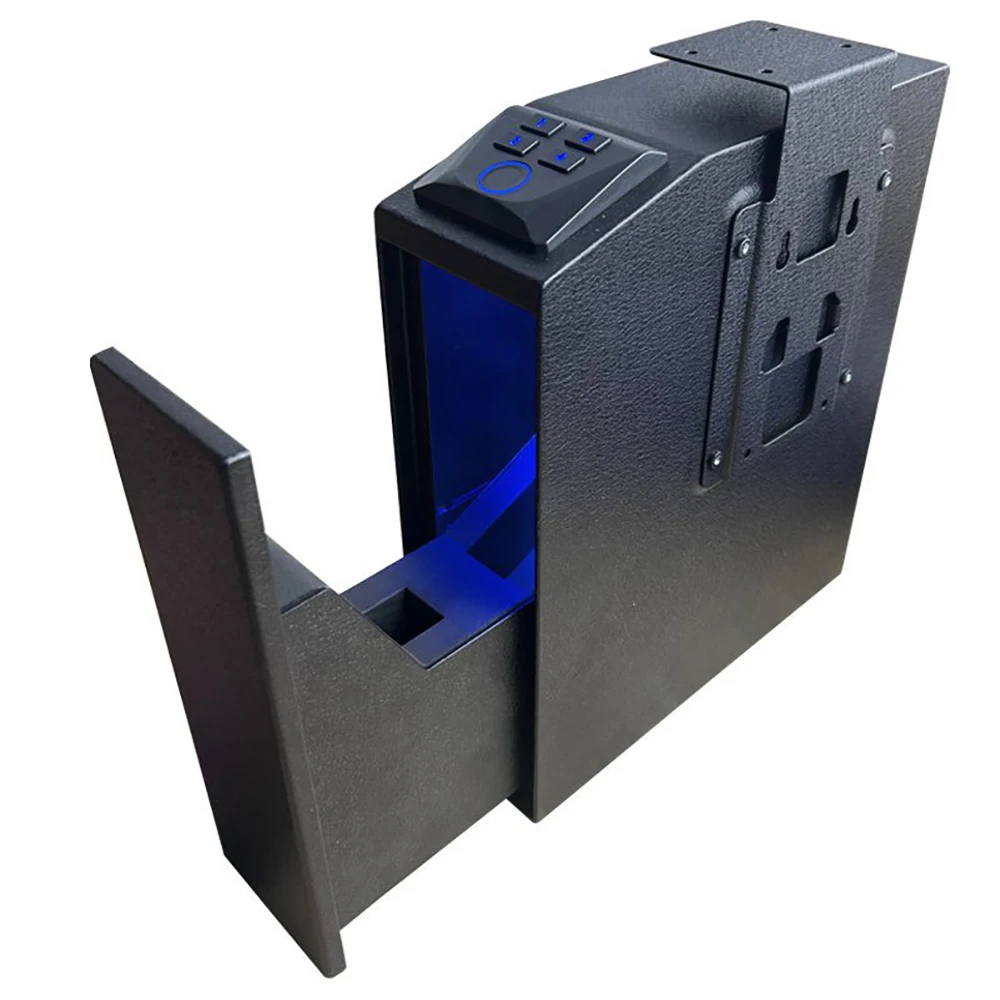 New Wall-Mounted Gun Box Pistol Box Anti-Theft Blue Light Silent Fingerprint Password Key Three-In-One Push-Pull Gun Box Safe