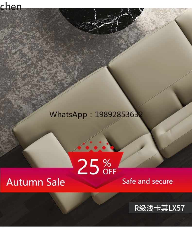 

leather sofa living room full top layer cowhide sofa multi-functional leather sofa living room decoration