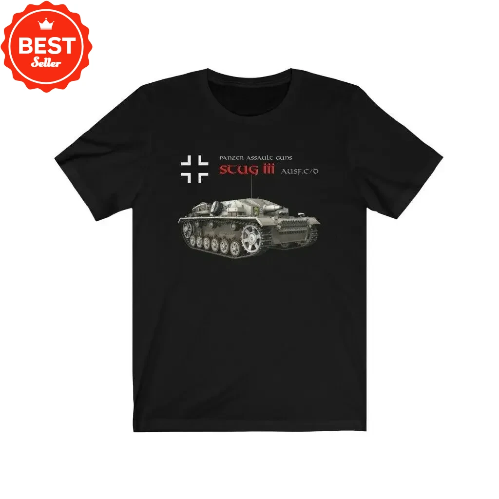 

WWII German Army Panzer Assault Gun StuG III Tank Destroyers T-Shirt 100% Cotton O-Neck Summer Short Sleeve Casual Mens T-shirt