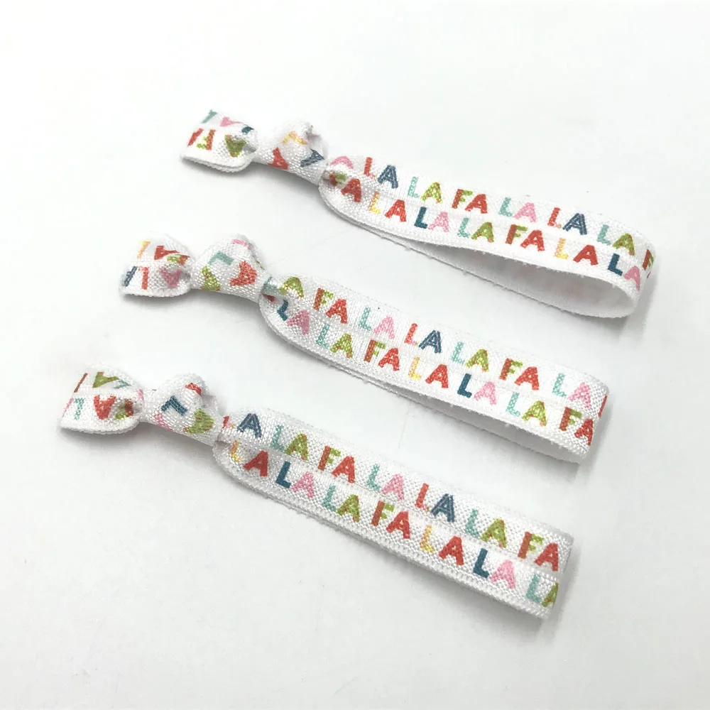 Letter Webbing 30pcs/Lot 15mm AMOUR LOVE SISTER GIRL Print Fold Over Elastic Band Hair Tie FOE Ribbon Bracelet Ponytail Holder