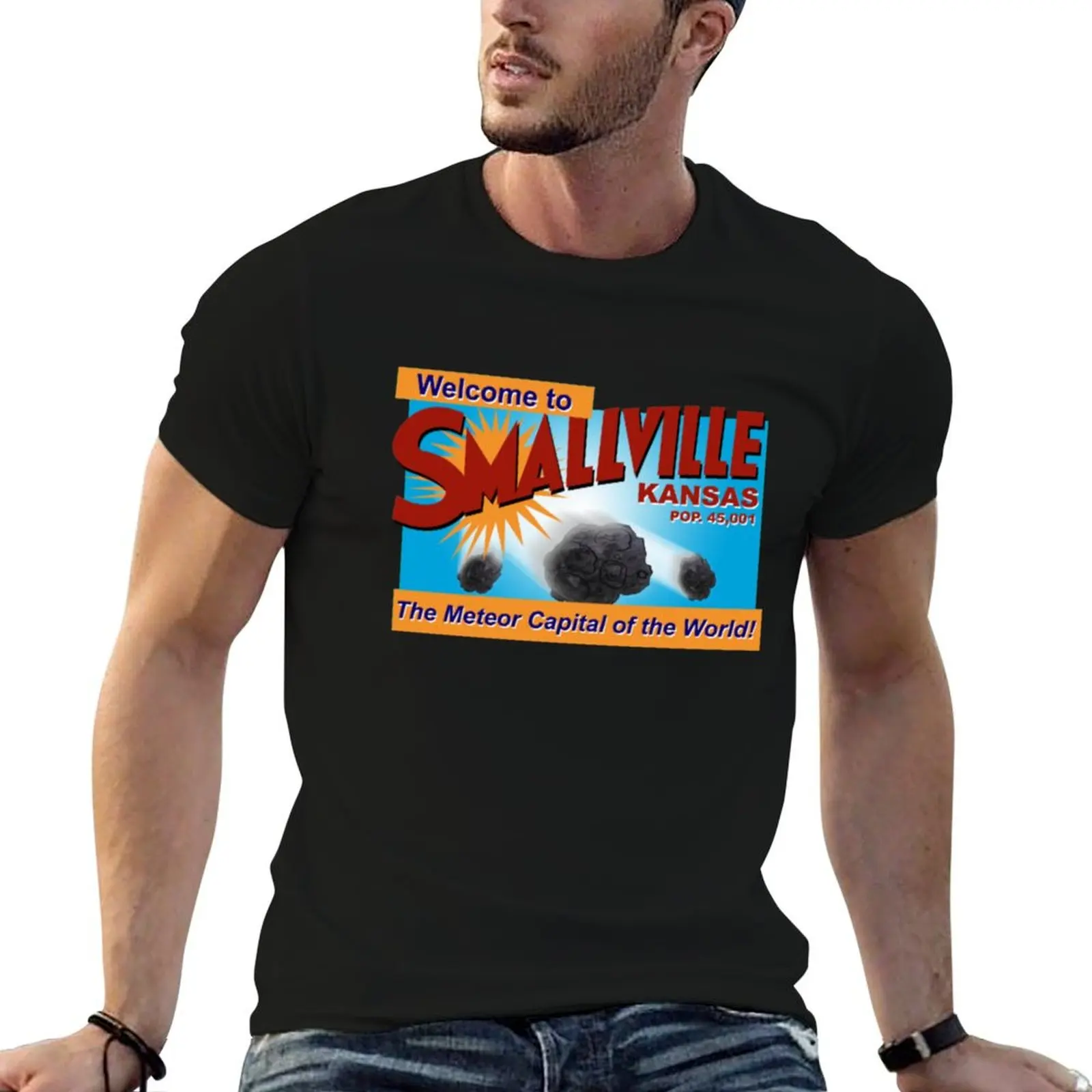 

Smallville TShirtThe Meteor Capital of the World T-Shirt t shirt personalised t shirt men 100% cotton luxury brand T-Shirt