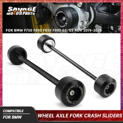 F800GS 2026 Front Rear Axle Fork Crash Sliders For BMW F750GS F800GS F850 F900 GS/GS Adventure Motorcycle Parts Wheel Protector