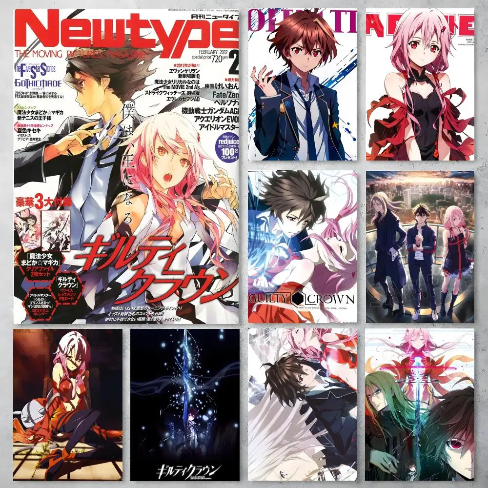 Póster de Anime Guilty Crown, adhesivo artístico autoadhesivo, papel impermeable, decoración de pared para cafetería, Bar, habitación