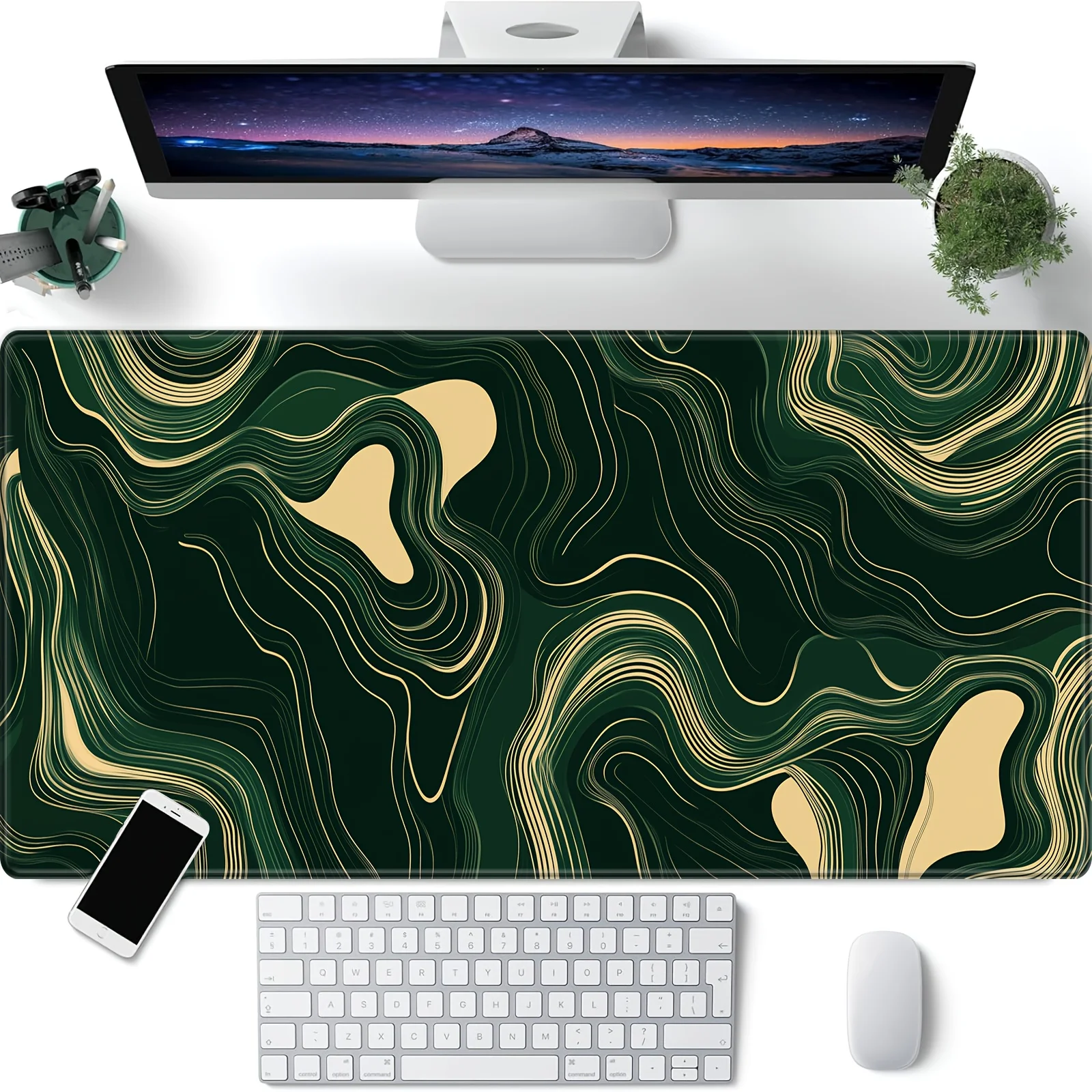 Deep Green Gilded Texture Mouse Pad, Suitable for Gaming and Office Use, A Considerate Gift for Boyfriend or Girlfriend