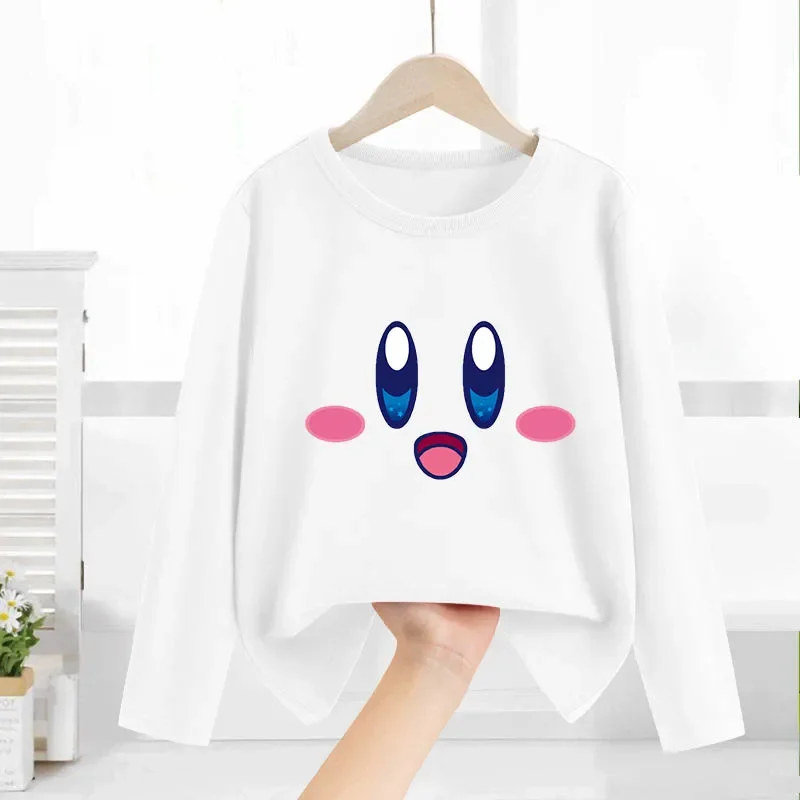 

Star Kirby T-shirt Children Clothing Boy Girl Cartoon Anime Long Sleeved Shirts Leisure Sports Kid Tee Trendy Cool Top Homewear