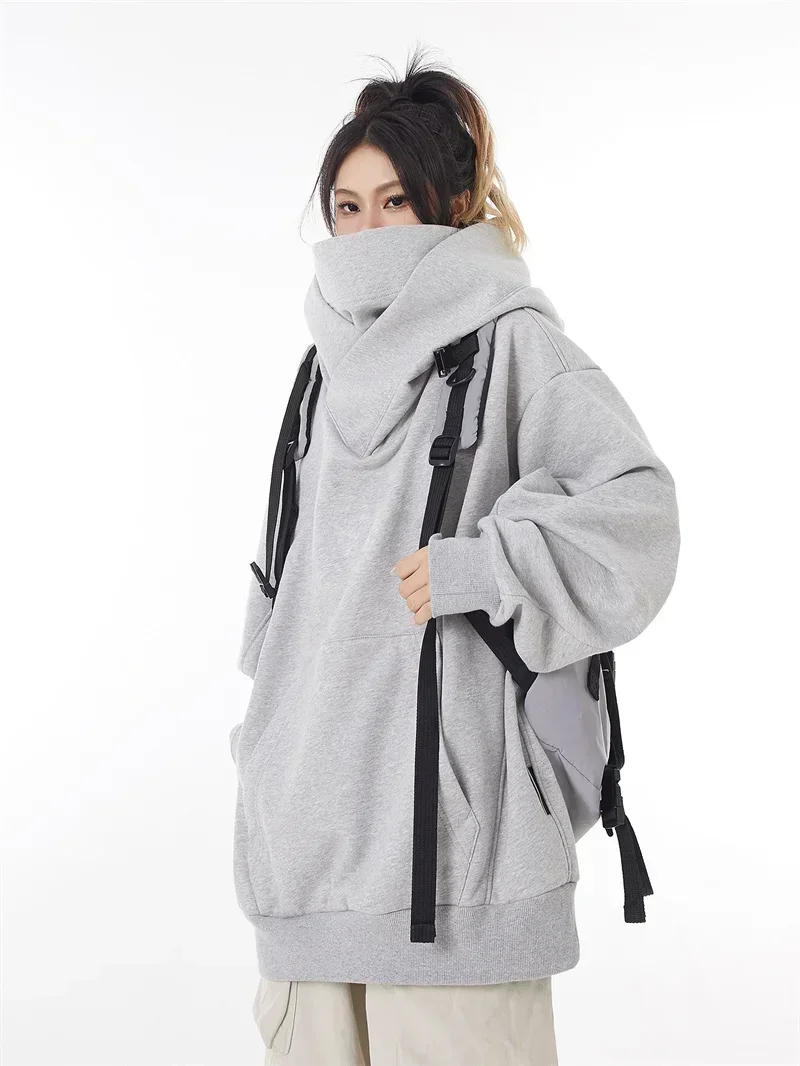 Herren Einfarbiger Ninja-Hoodie, Vintage Fleece-Gefütterter Sweatshirt, Japanischer Hip-Hop Streetwear Oversized Großer Kapuzenpullover – Detail 7