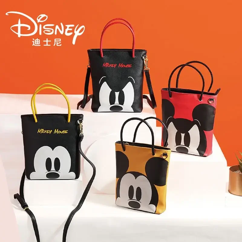 Disney Mickey Mouse PU Printed Zipper Cartoon Leather Waterproof Bag Body Multi-compartment Portable Commuter Crossbody Bag Gift