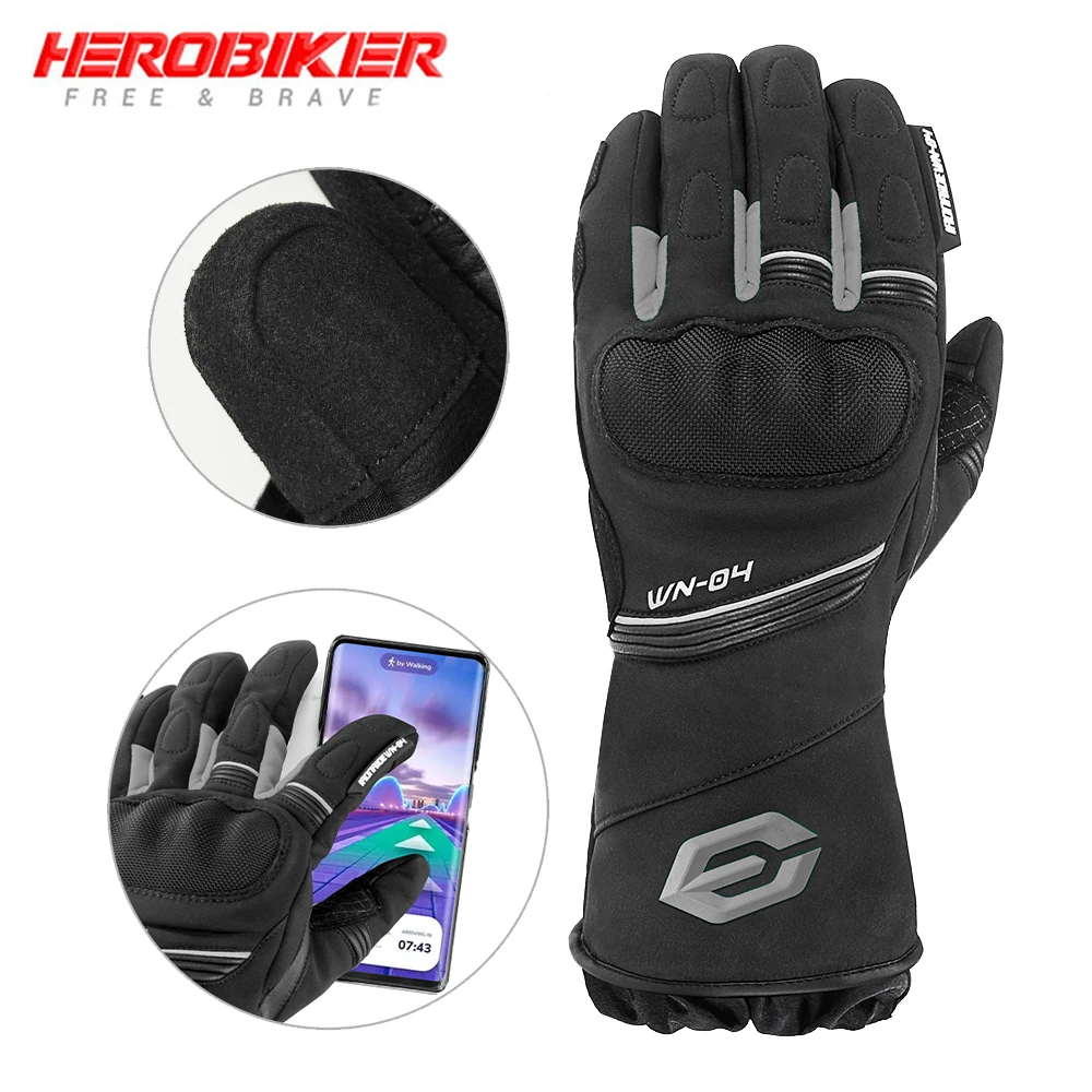 Motorcycle Gloves Winter Warm And Waterproof Touch Screen Gloves Off-road Motorcycle Anti Slip Anti Fall Reflective Riding Glove