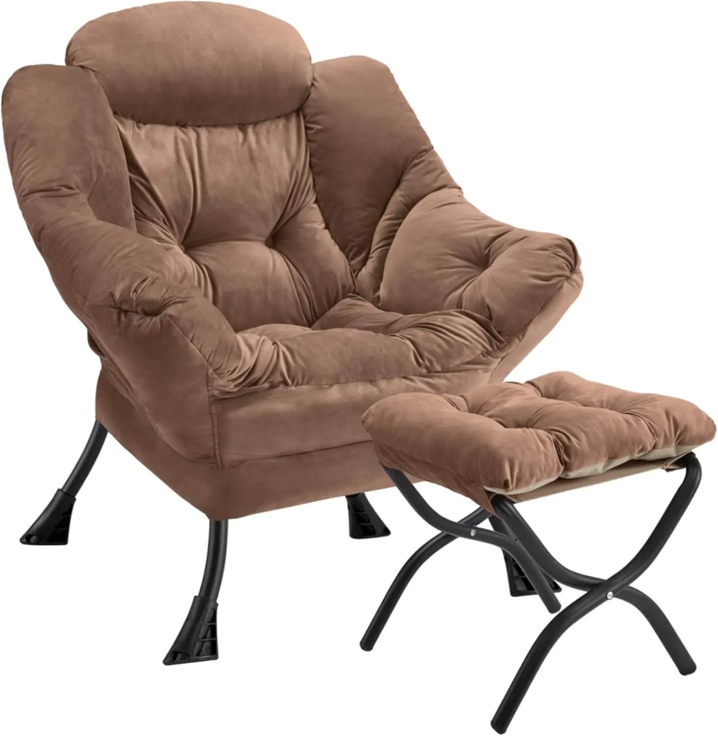 

Lazy Chair with Folding Ottoman Modern Large Accent Chair,Contemporary Lounge Leisure Sofa Chair with Armrests Upholstered Sofa