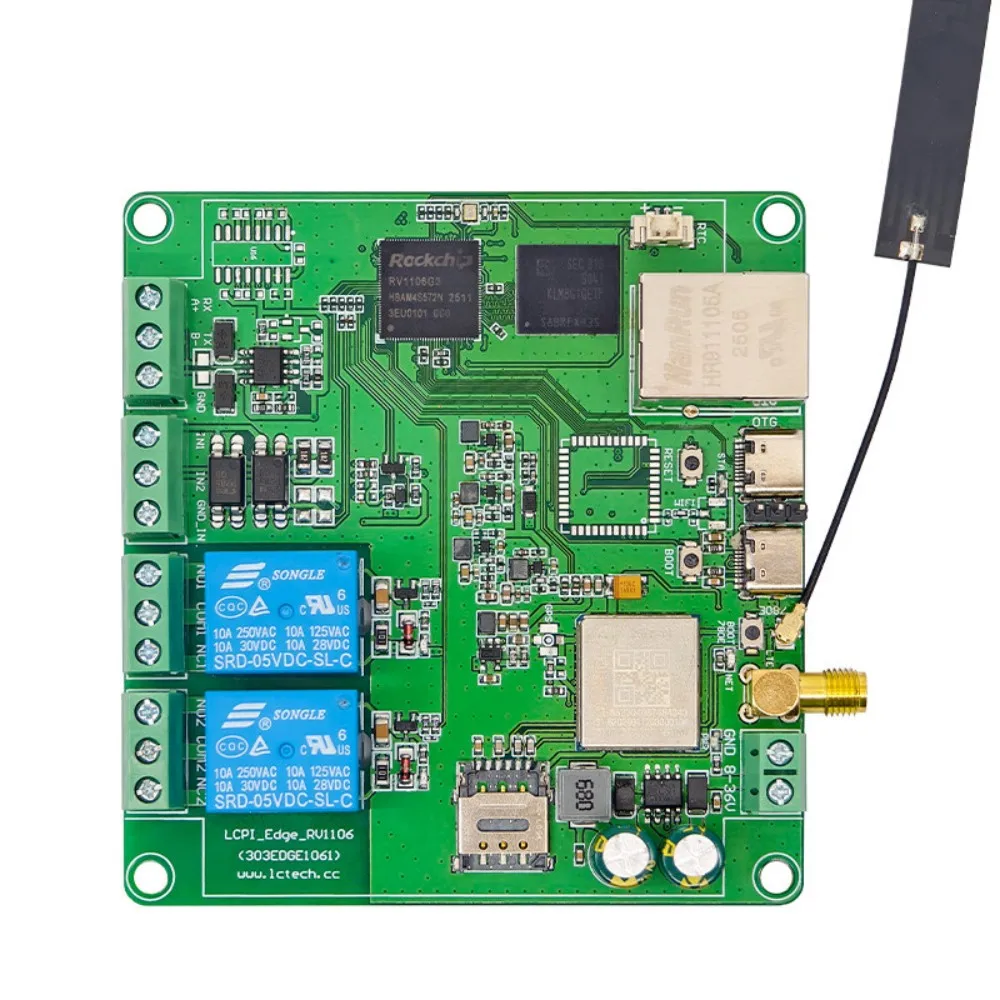 RV1106G3 Edge Computing Industrial Controller 4G Cat.1 WIFI6 BT5.2 Ethernet 2DI 2DO Relay Module for IoT Secondary Development